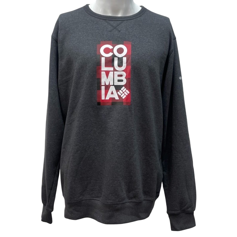 Columbia Sweatshirt Mens Large Gray Logo Crewneck Fleece‎ Pullover